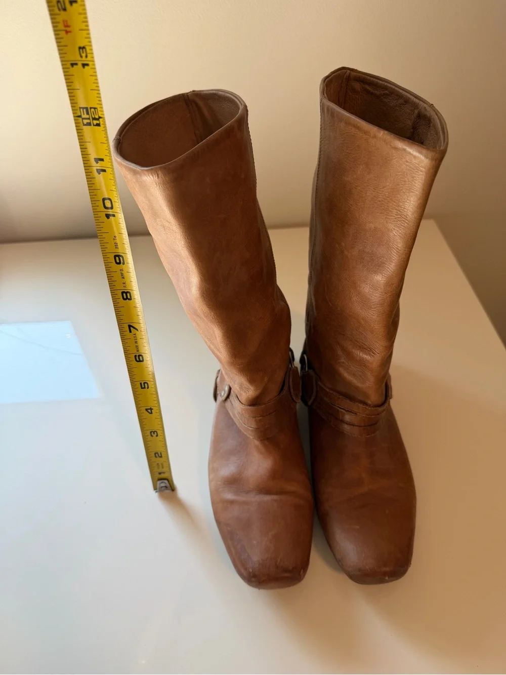 Vintage Frye Cognac Harness Mid-Calf Boots (2007)